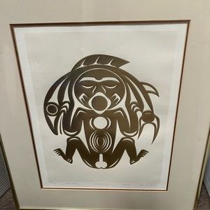 Vintage Susan Point Coast Salish Serigraph “Man and Salmon” Certified 14x12